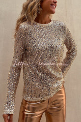 Keep It Shine – Langärmlige Etuibluse mit Pailletten